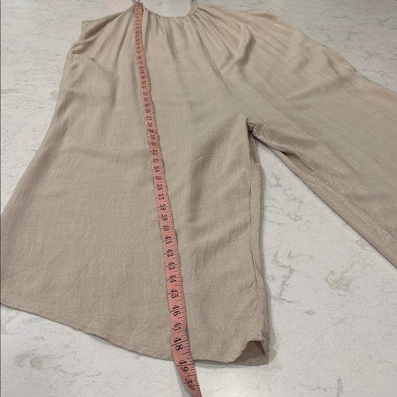 Hunter & Brown Beachy BOHO Casual Flowy One Piece Sleeveless Jumpsuit Tan XL - Picture 9 of 15